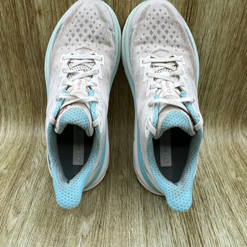 Hoka One One Clifton 9 Women's 7.5 Frost Blue White Running Shoes 1127896 FTRS